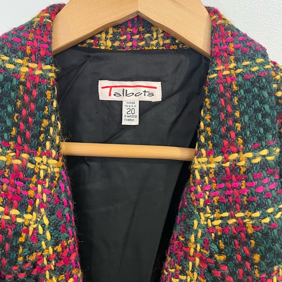 Vintage Talbots Plus Tweed Colorful plaid Blazer 20 - Picture 3 of 13